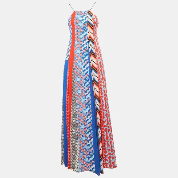 Kenzo Dresses & Skirts - Kenzo Blue/red Printed Silk And Crepe Maxi Dress S